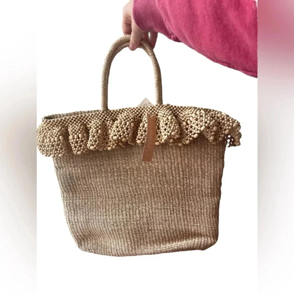 NWT Anthropologie Aranaz Ruffle-Trimmed Tote Bag